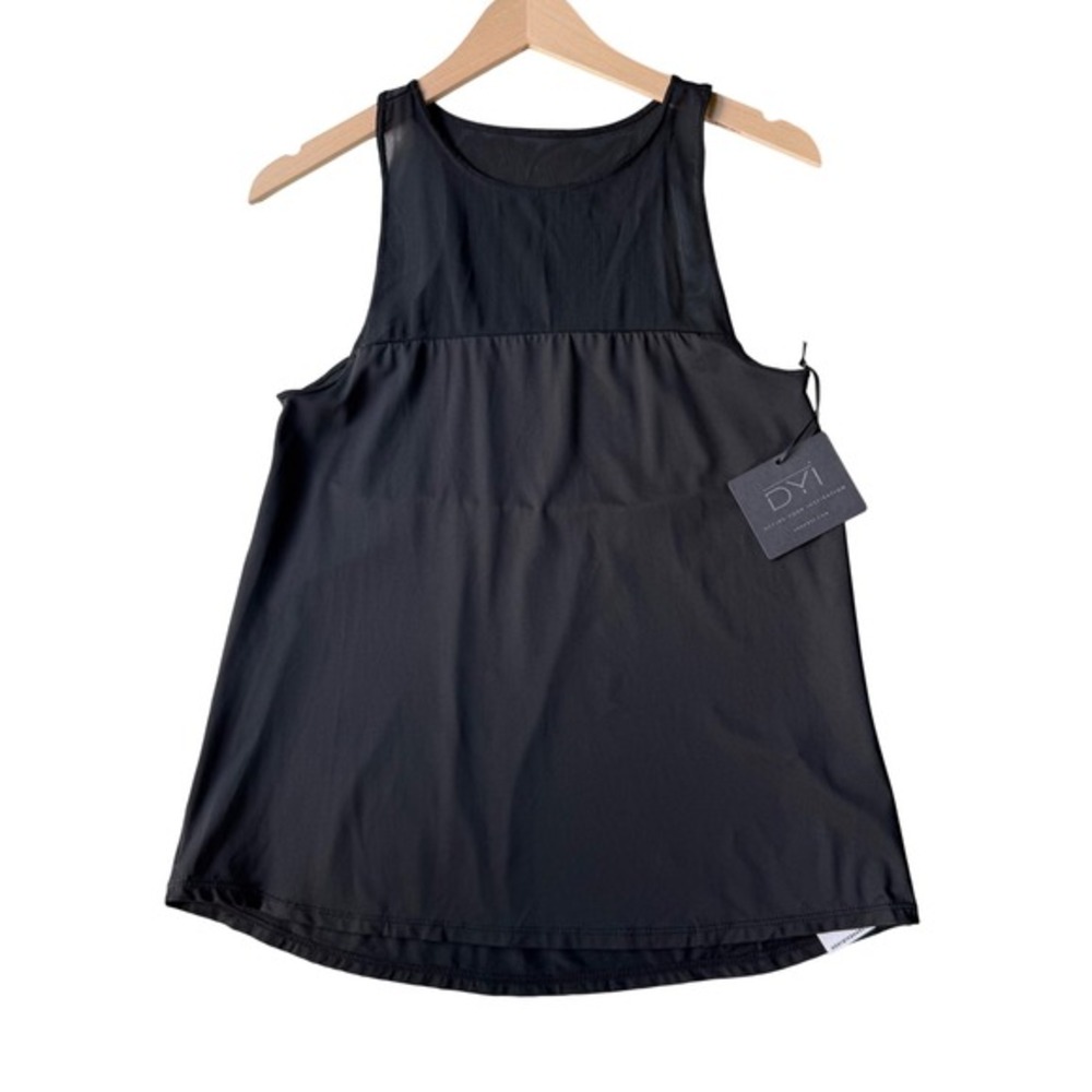 NWT DYI Define Your Inspiration Black Mesh Yoke Relaxed Activewear Tank Top S